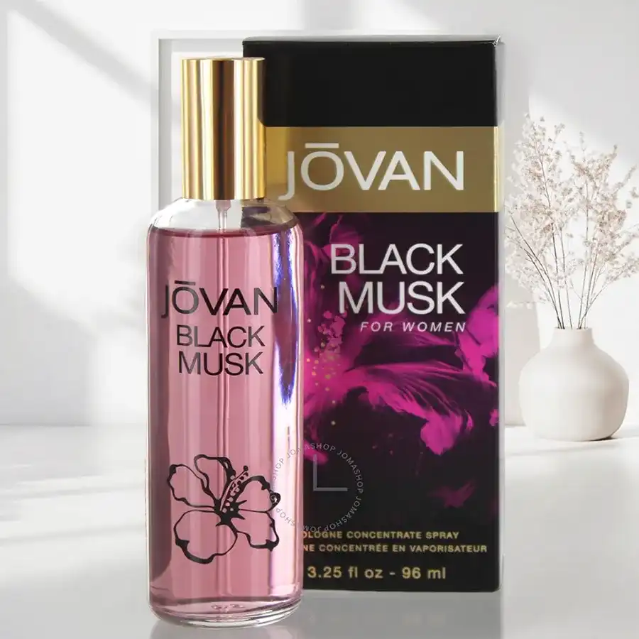 Jovan Black Musk Luxury Perfume Gift Set for Women, featuring an elegant cologne spray.