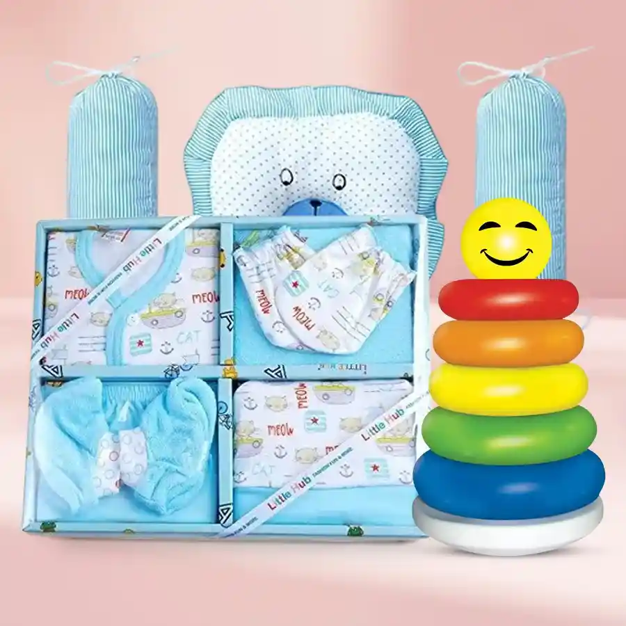 Adorable Baby Dress Set with Littles Junior Ring and Pillows, perfect for infants.
