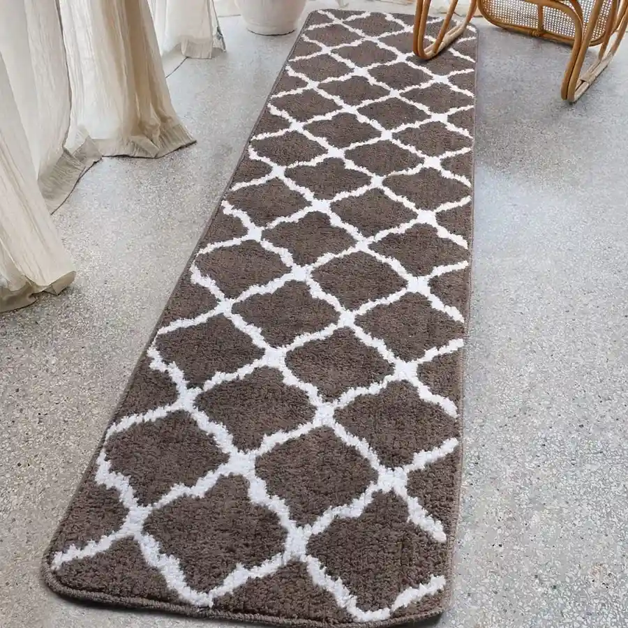 Stylish Shaggy Bedside Runner in multicolor microfibre polyester, 50x150 cm, featuring an antiskid design and washable material.