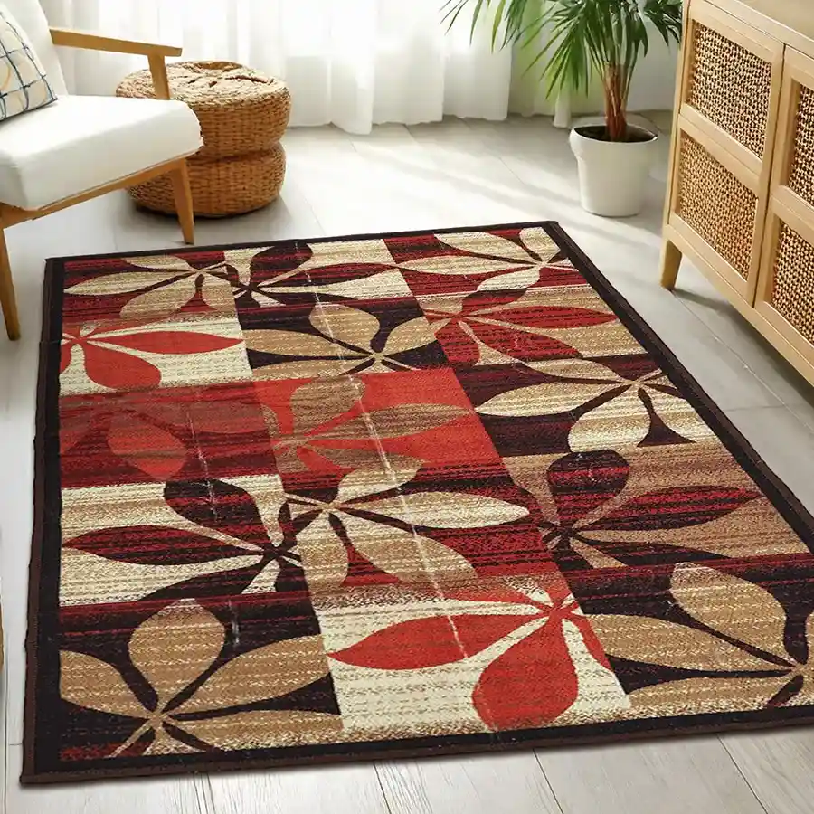 Cozy 3D Printed Anti-Skid Rug Runner in vibrant red, round shape, perfect for stylish home decor and safety.
