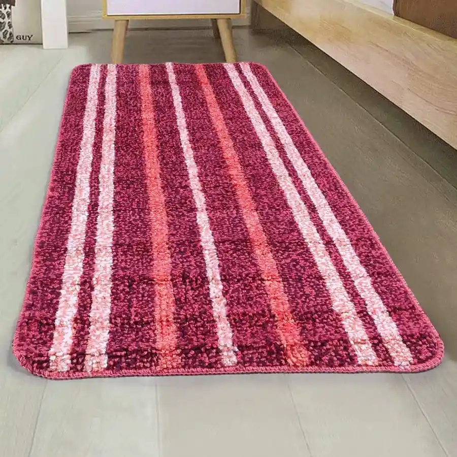 Cozy Pink Microfiber Anti Slip Bedside Runner, 50 x 180 cm, tufted design, perfect for bedside comfort and safety.