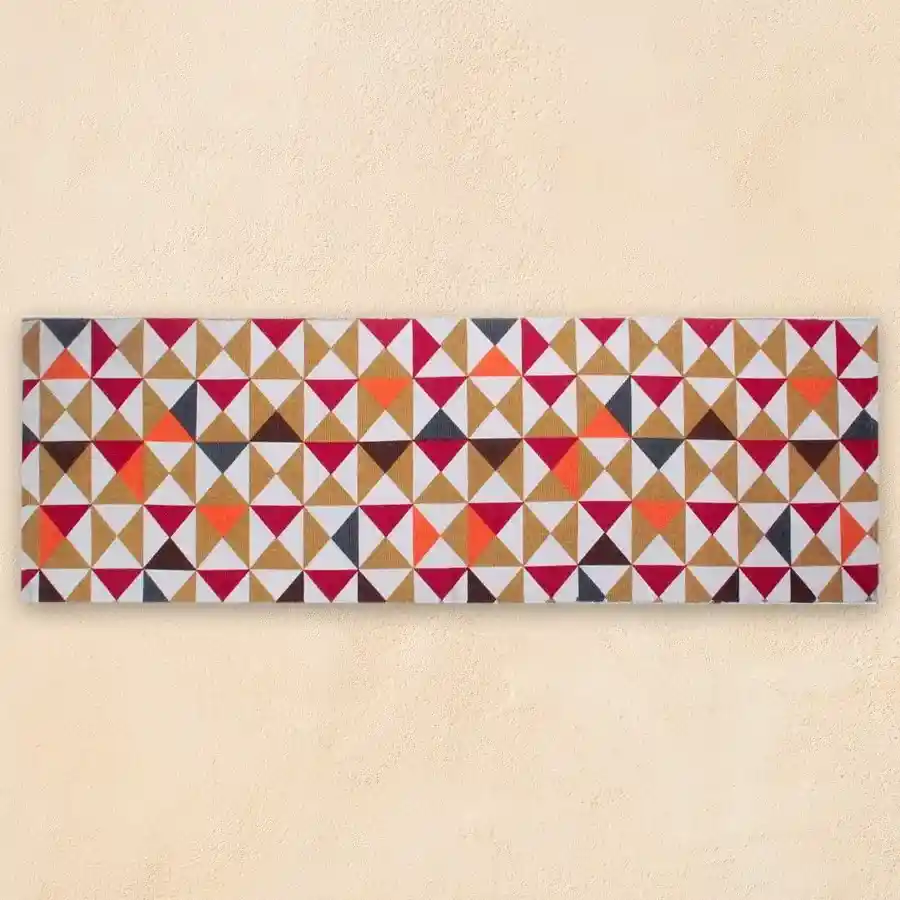 Vibrant Jute Cotton Runner in red print, 50x180 cm, perfect for home decor.