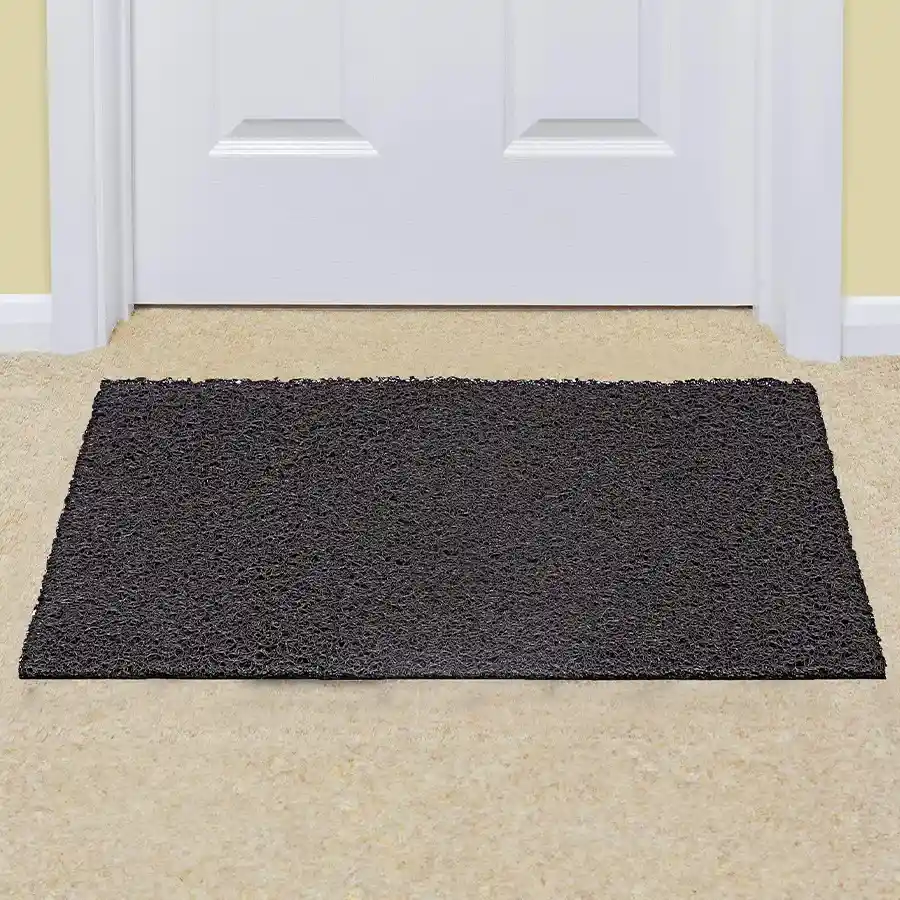 Love You More Door Mat in brown, hand-loomed, rubber, 16”x24” size. Perfect for welcoming guests and enhancing home decor.