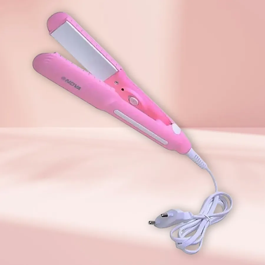 Versatile Nova Hair Straightener showcasing its multifunctionality for straightening, curling, and waving hair.