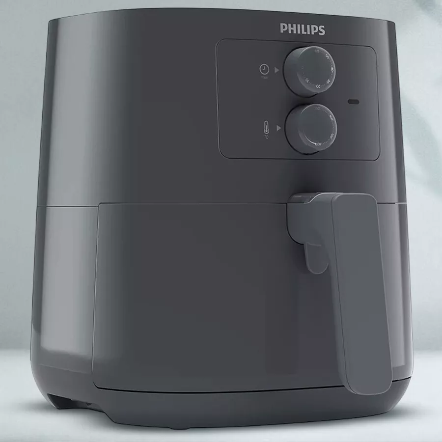 Philips Air Fryer in dark slate color, showcasing a sleek design ideal for healthy cooking and meal prep.