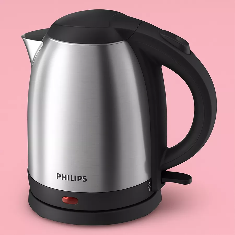 Philips Stainless Steel Electric Kettle with multicolor design, 1.5L capacity, and a sleek appearance, ideal for stylish kitchens and gifting.