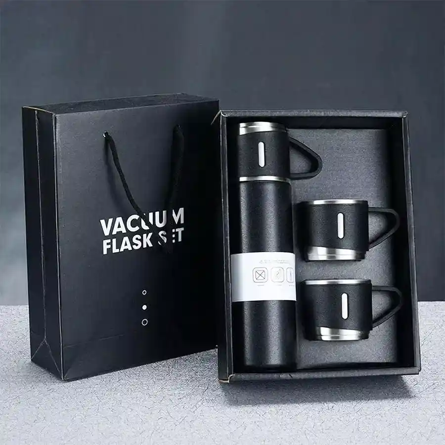 Premium Vacuum Flask with Twin Cups in a Gift Box