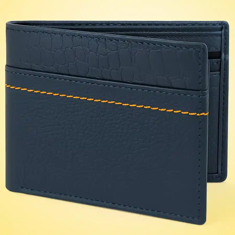 Elegant Gents Leather Wallet in black and dark brown with 11 compartments and a coin pocket. Perfect blend of style and functionality.