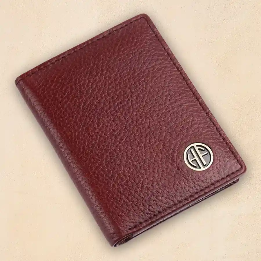 Sleek RFID Leather Card Holder Wallet in Brown, designed for style and card protection.