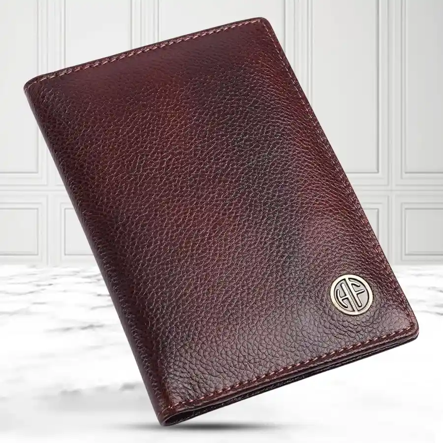 Elegant RFID Bi-Fold Wallet in Redwood Brown, designed for style and security.