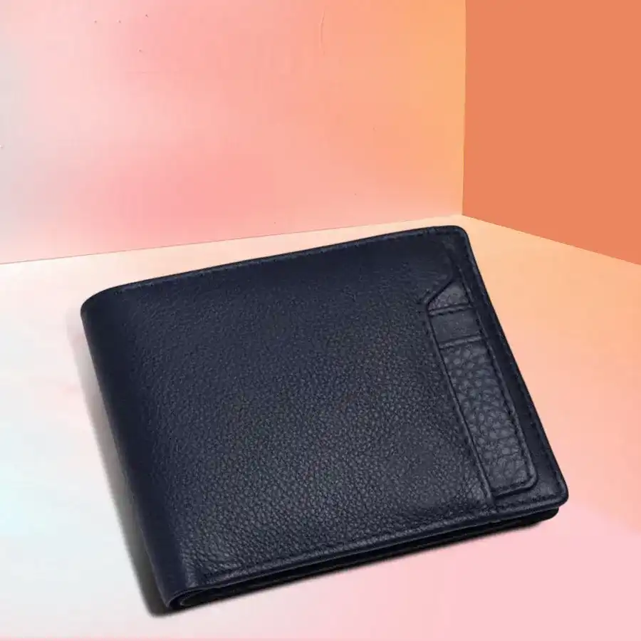 Prussian Blue RFID Protected Leather Wallet for Men with six card slots and RFID blocking technology.