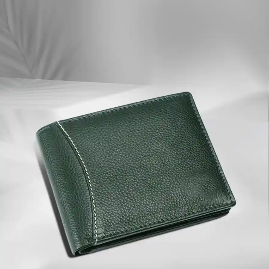 Exclusive Sea Green RFID protected leather wallet for men with 6 card slots.