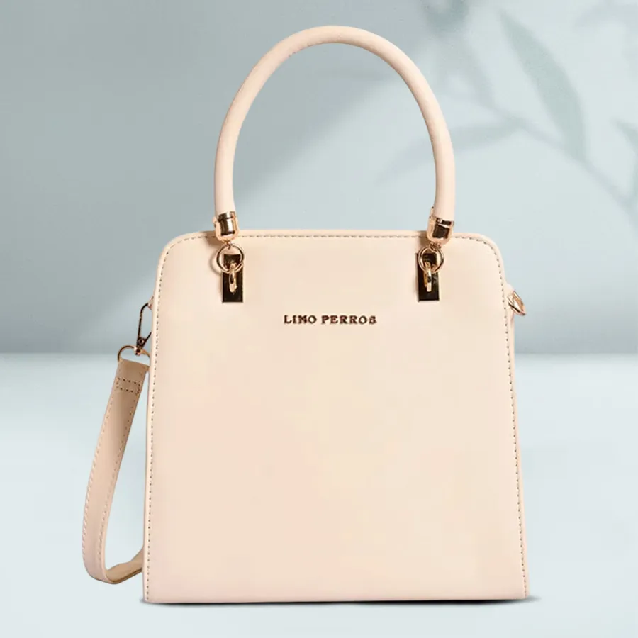 Lino Perros Chic White Faux Leather Handbag for Women