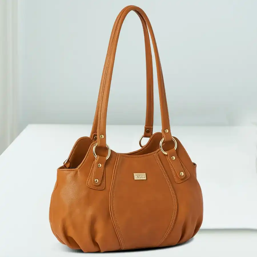 Rustic Brown Fashionable Ladies' Shoulder Bag by Richborn, featuring double partitions for organized storage.