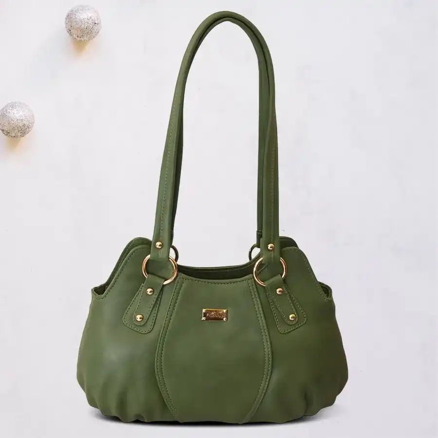 Forest Green Chic Shoulder Bag for Women featuring double partitions, perfect for stylish organization and everyday use.