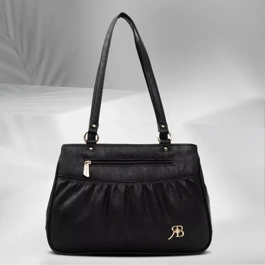 Stylish black foam leather shoulder bag for women, crafted from PU leather by Richborn. Perfect for gifting or personal use, embodies elegance and practicality.