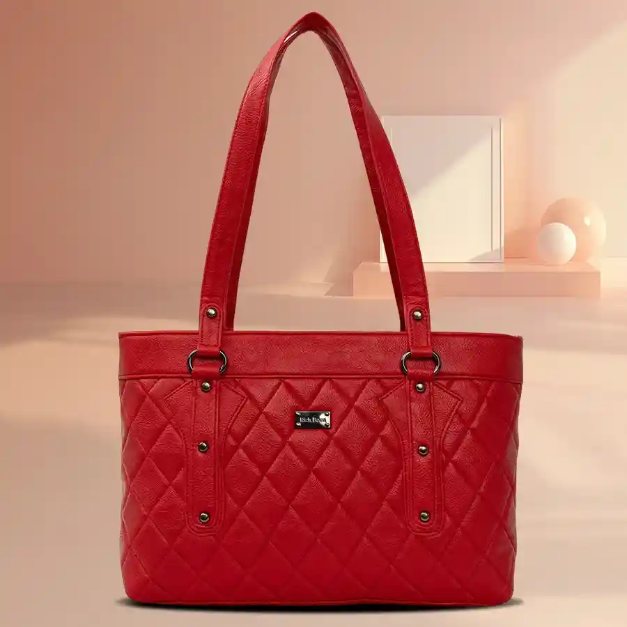 Chic Red Vegan Leather Shoulder Bag for Ladies by Richborn