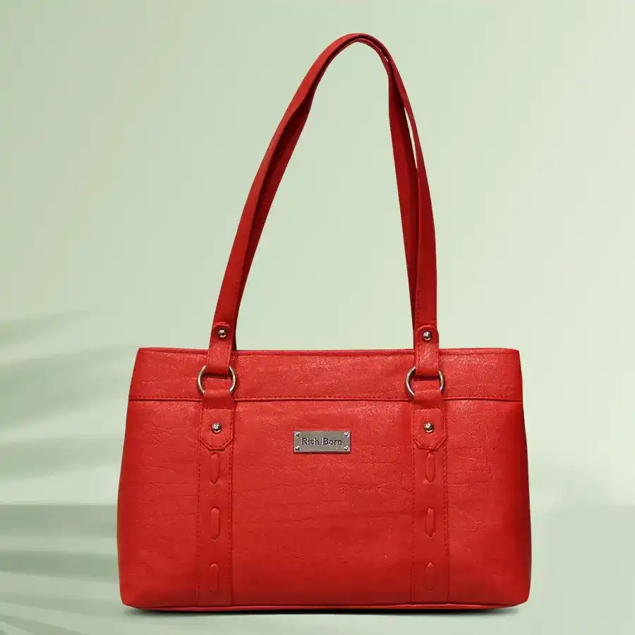Stylish Radiant Red Double Chamber Vanity Bag for women, crafted from faux leather.