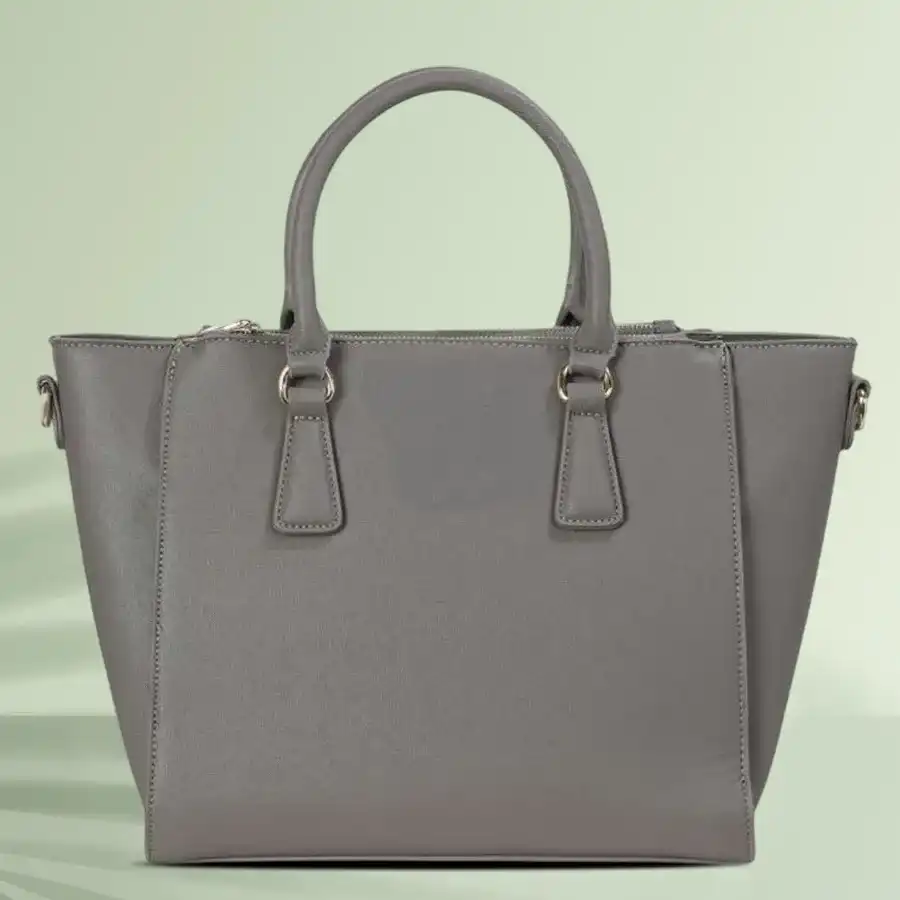 Stylish Dark Grey Vanity Bag made of faux leather with multiple pockets. Ideal for modern women seeking organization and elegance.