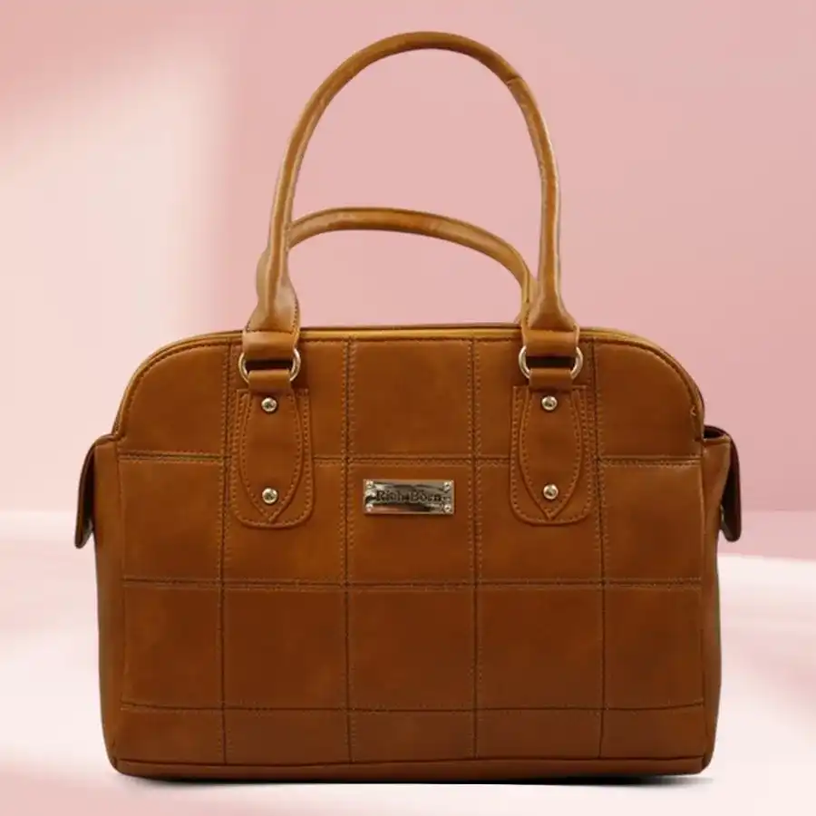 Rustic Brown Chic Shoulder Bag with smart stich design and detachable strap, perfect for stylish outings.